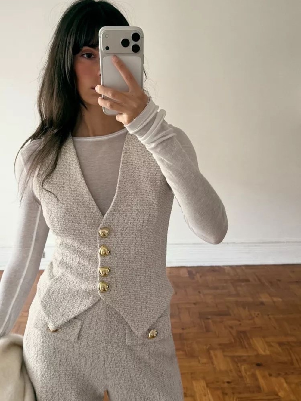 Zara Textured Button Vest